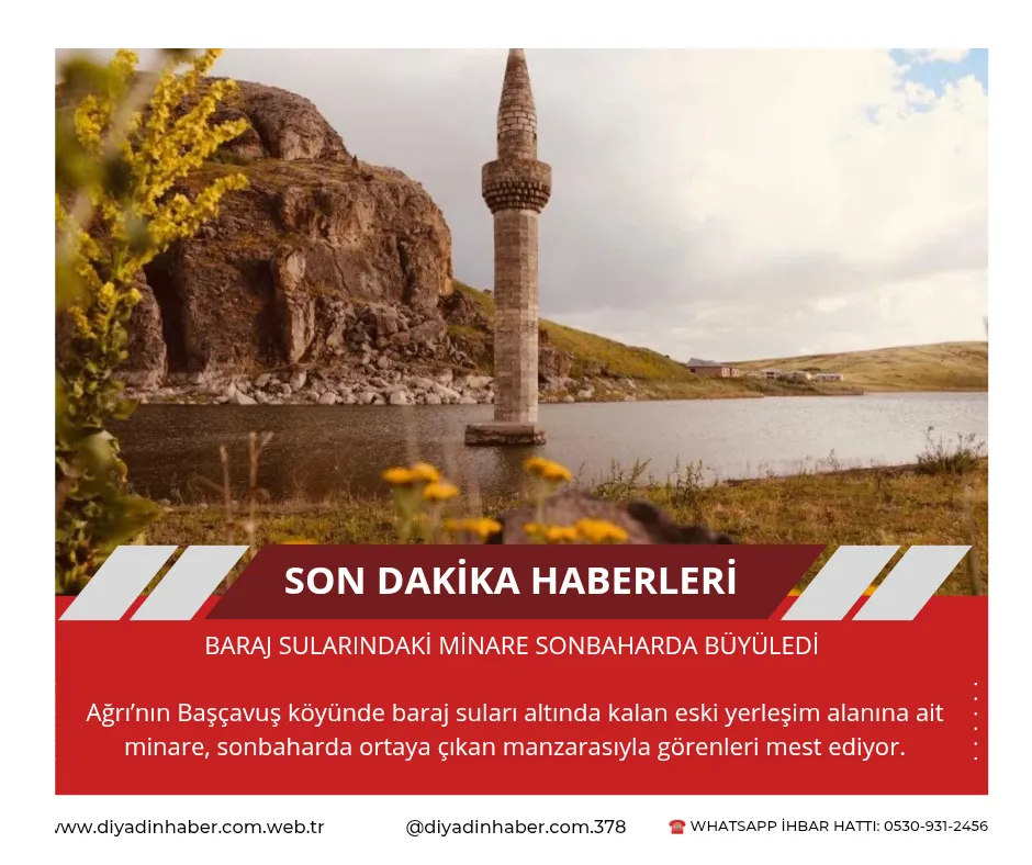 Baraj sularındaki minare sonbaharda büyüledi.