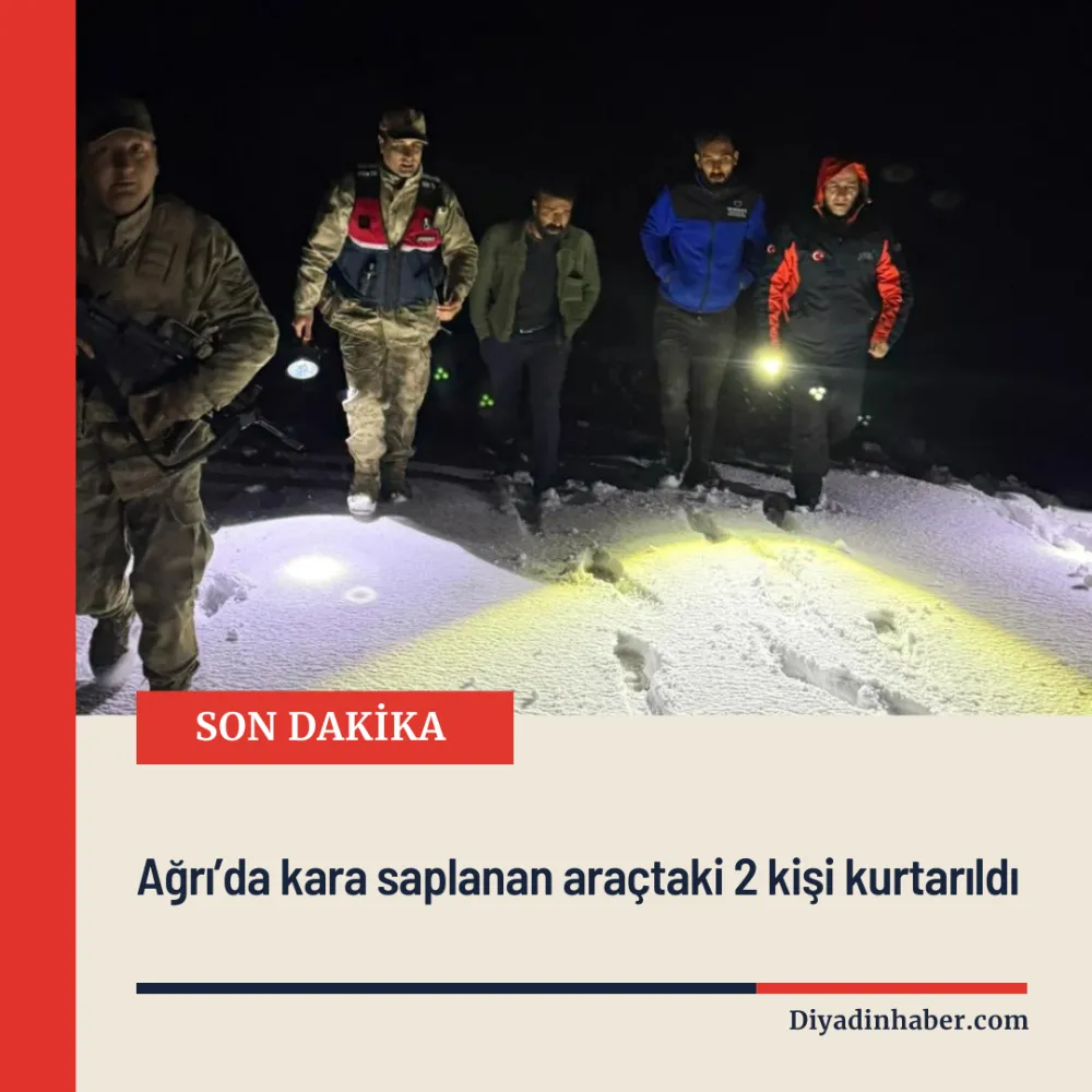Ağrı’da kara saplanan araçtaki 2 kişi kurtarıldı.