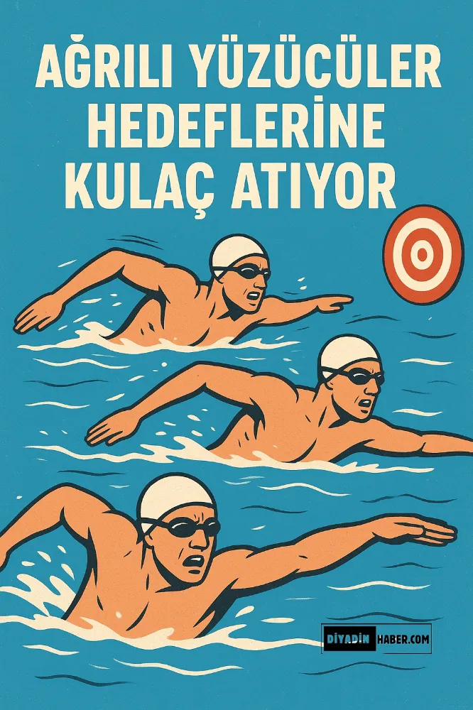 Ağrılı yüzücüler hedeflerine kulaç atıyor.