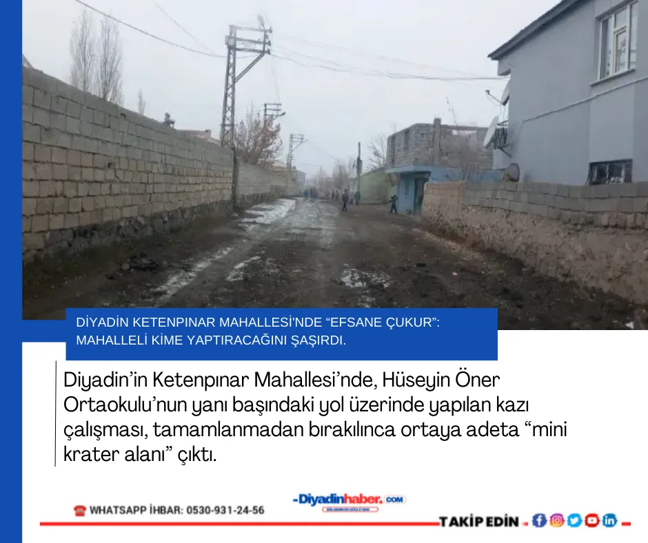 Diyadin Ketenpınar Mahallesi’nde “Efsane Çukur”: Mahalleli Kime Yaptıracağını Şaşırdı.