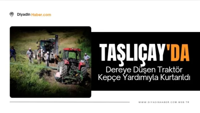 Taşlıçay’da Dereye Düşen Traktör Kepçe Yardımıyla Kurtarıldı.