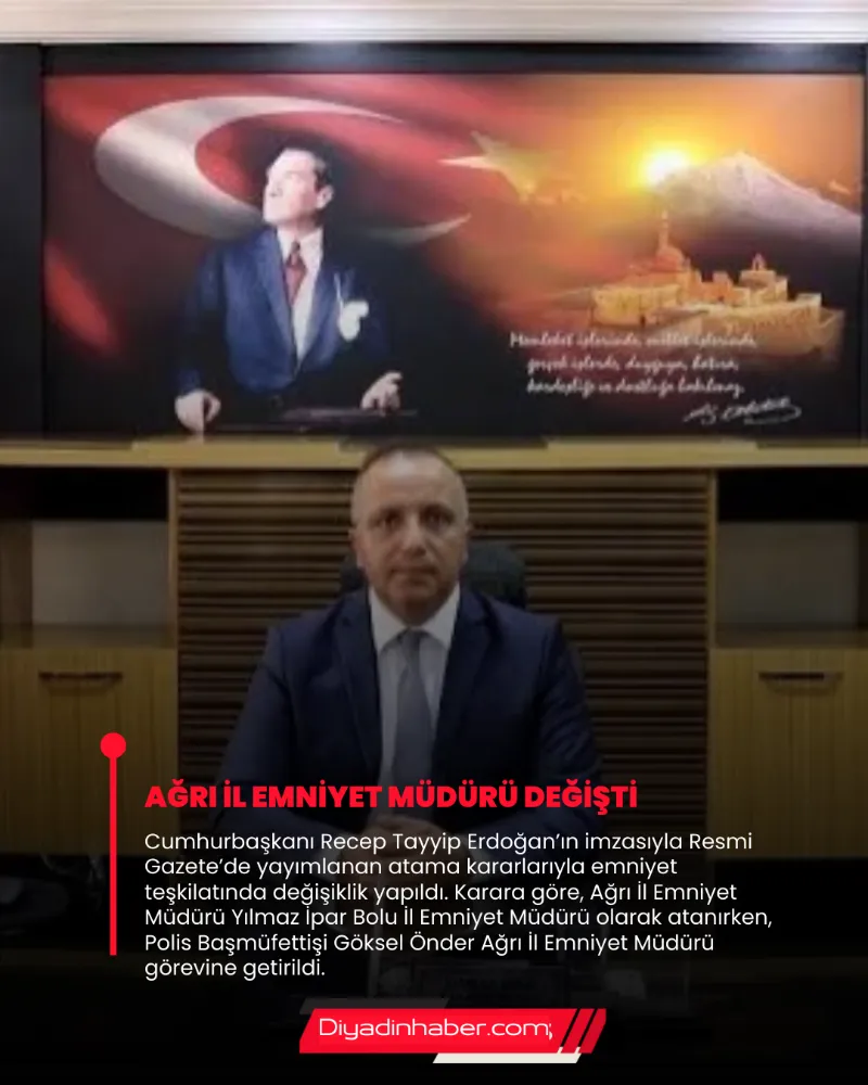 Ağrı İl Emniyet Müdürü değişti. 